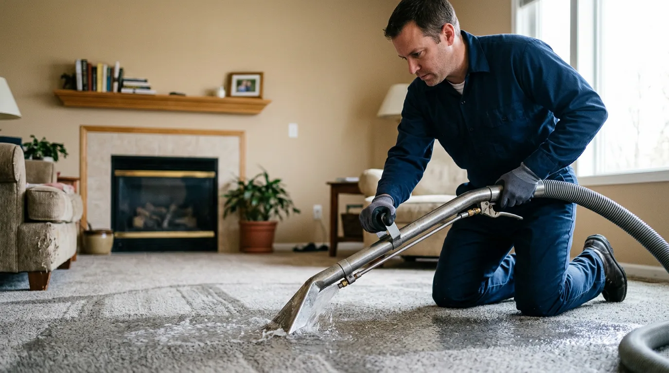 Water damage restoration technician working near Newberry, MI